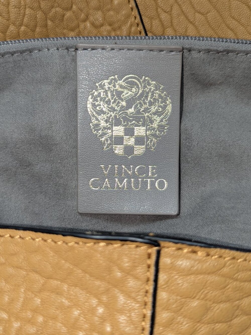 Vince Camuto Tan Pebbled Leather Crossbody Hobo Bag - Picture 3 of 9